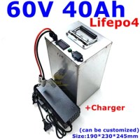 waterproof 60v 40ah lifepo4 battery with BMS no li ion 40ah 50ah for 2000w 1500w bicycle bike scooter Tricycle +5A charger