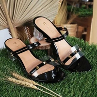 Sandal Heels Wanita Big Size 41-45 Hak Kaca 5cm Hak Tahu 3cm Sandal Kasual Pesta Cewek Modis Ukuran 