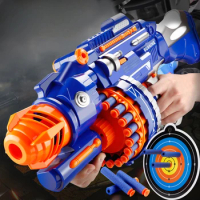 Children's Electric Continuous Shooting Gatling Toy Gun Suction Cup Soft Bullet Gun Explosion Nerf Gun BB Guns Gifts for Kids