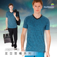 SANTO win-fit微氣候運動衫藍色-星空雲曦系列V領（一入）