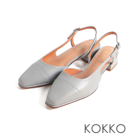 【KOKKO 集團】心機側裸空微寬楦後繫帶包鞋(灰藍色)