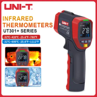 UNI-T UT301+ Series Non Contact Infrared Laser Thermometer Adjustable Emissivity Thermometer Visual Audio Alarm