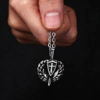2023 New 316L Stainless Steel Sword Pendant Necklace Movie Design Angel Wing Chain For Man Accessories Biker Jewelry Teens Gift
