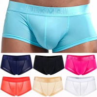 Sexy Underwear Men Boxer Panty Shorts Ice Silk Original Panties Breather Boxer Briefs Ultra-thin Transparent Fun Gay Underwear