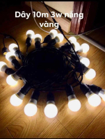 Combo 3 dây 10m 20 đui kèm bóng 3w nắng vàng, 3w trắng, edison, 3w đa sắc và bóng 5W nắng vàng, 5w t