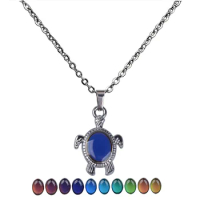 Cute Little Turtle Feels Warm and Moods Change Color Stainless Steel Necklace