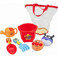 小禮堂 麵包超人 手提挖沙玩具組 沙灘玩具 澆水器 玩具鏟 附透明提袋 (紅 星星)