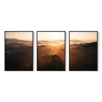 【菠蘿選畫所】山頂金霧三幅聯畫組合-42x60cm(畫/臥房掛畫/居家佈置/藝廊牆/客廳掛畫/民宿裝飾畫)