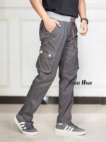 celana panjang cargo pinggang karet kolor rib premium bahan Katun combed strech melar / long chino p