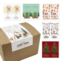 10-50pcs Merry Christmas Stickers 5x10cm Envelope Gift Cards Package Seal Label Christmas Decoration Gift Series Sticker Tags