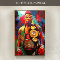 Pure Hand-painted High Quality Top Boxing Player Mike Tyson Oil Painting on Canvas Abstract Portrait Mike Tyson Oil Painting