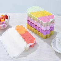 Honeycomb Ice Cube Tray ReusableCreative silicone ice grid ice box, homemade ice block mold, , Removable Lid for Easy Release