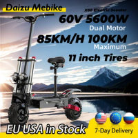 85KM/H Scooters Electric with Two Wheel 5600W Dual Motor 60V 26AH E Scooters 11 Inch Off-Road Tires 100KM Folding 2 Headlights