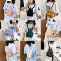 Ba Lô Mini, Chất Liệu Vải Nhung Kẻ Trơn Nhẹ, Cỡ Nhỏ Thích Hợp Đi Du Lịch, Ba Lô, Ba Lô Đi Học, Ba Lô