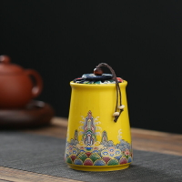 哥窯紫砂密封茶葉罐陶瓷茶盒茶倉旅行儲物罐普洱罐存茶罐特價J