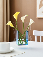 簡約透明亞克力小花瓶干花花器創意客廳插花網紅桌面裝飾擺件