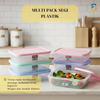 Wadah Makanan Segi Plastik Multipack Kotak Bekal 1000ml BPA Free Kedap Udara