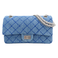 【二手名牌BRAND OFF】CHANEL 香奈兒 藍色 丹寧布 2.55 鍊帶肩背包