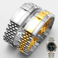 High quality Stainless steel WatchBands For Rolex Strap for DATEJUST Watch band Submarine Wristband Silver Gold Bracelet 20mm
