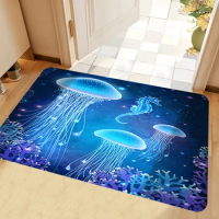 Beautiful Underwater Ocean Views Sea Horse Jellyfish Print Bedroom Carpet, Living Room Carpet