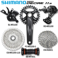 SHIMANO DEORE M5100 Series For MTB Bike 11S M5100 Gear Lever Rear Derailleur FC-M5100-1 Crankset 11V Sprocket HG604 Chain Set