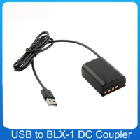 New 1.2M USB to BLX-1 DC Coupler BLX1 Dummy Battery for Olympus OM-1 OM1 Camera Straight Cable