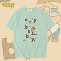 [ พร้อมส่ง ] WS0001 เสื้อยืดโอเวอร์ไซส์ เสื้อยืดเกาหลี ผ้าคอตตอน100% เสื้อยืด Crybaby  WAFFLE STUDIO