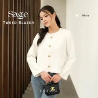 Sage Tweed Blazer | Blazer Wanita | Korean Top Blazer | Atasan Tweed Wanita | Blazer Tweed | Tweed B