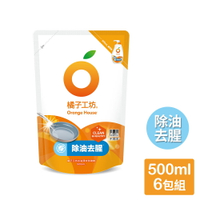 橘子工坊 蔬果碗盤洗碗精補充包-去油淨味 500mlx6包