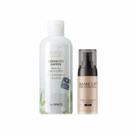 【韓國the SAEM】明星底妝清潔組(療癒茶園卸妝水300mlX1+煥彩修顏粉底液40ml)