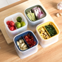 分格蔥花保鮮盒廚房冰箱水果蔬菜配菜盒子瀝水蔥姜蒜收納盒蔥盒
