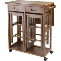 3-Piece Space Saver Set, Will Bring Ease and Versatility To Dining in Your Kitchen, Breakfast Nook, Teak, Free Shipping