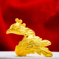 Pure 24K Yellow Gold Ring 3D 999 Gold phoenix Ring Fashion Ring For Women