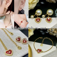 มีบริการเก็บปลายทาง สินค้าแนะนำ ต่างหู/สร้อยคอ D สีแดง จี้หัวใจไข่มุก  ตัวเรือนทอง 18k  น่ารักมากคุณ