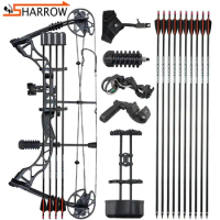 KAIMEI QIN 35-70lbs Archery Compound Bow and Mix Carbon Arrow Set For Right Hand Shooting Adults Hunting Outdoor Sports Bows