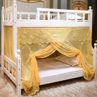 Bunk Bed Mosquito Net Double Door Non-Blocking Bookshelf Household Upper and Lower Bunk Bed Bunk Bed Trapezoidal 1.2/1.6 /1.5 M