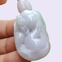 Green and Purle unique and stylish Natural Type A Jadeite pendant crafted with Dragon, come with QIC