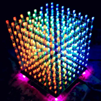 Colorful 3D 8X8X8 LED Cube Kit 888 light cube Music Spectrum Kit Text animation Microcontroller Elec