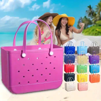 XL Extra Large Boggs Bag Summer Beach Storage Basket Rubber EVA Jelly Bag Waterproof Outdoor Picnic Baskets Mommy Diaper Handbag