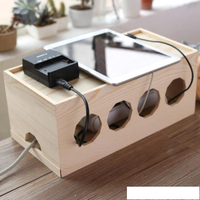 實木集線盒 電線收納盒 電源線整理線盒插排集線盒插座插線板盒