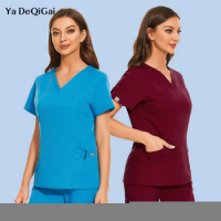Phary Short Sleeve Scrub Surgical Oversized Nurse Uniform High Quality Casual Blouse Jogger Tops Medica Workwear