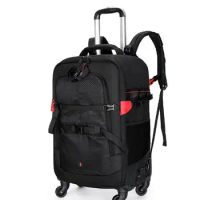 Travel Trolley bag for camera Video Camera Bag Backpack with wheel Photography Storager Lens Bag for 15.6" Laptop Photo Studio