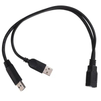 500pcs High Quality USB3.0 Female to Dual USB Male with Extra Power Data Y Extension Cord Cable for 2.5"Mobile Hard Disk