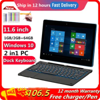11.6'' Windows 10 Tablet PC 2GBDDR+64GB 2in1 With Docking Keyboard Z3735G CPU 1366*768 IPS Screen Quad Core G12 Dual Camera