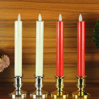 LED Candles Lights Plastic Smokeless Candles Battery-Powered Unscented Candles Red White Fake Candles for Home Decoration