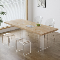 桌子 懸浮餐桌客廳日式純實木藝術島臺配北歐原木大板桌
