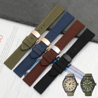 18/19/20/21/22/23/24mm strap waterproof nylon canvas Nylon Padded Watch Strap cowhide Lining Band For Citizen Seiko Hamilton