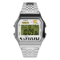 【TIMEX】天美時 x Peanuts T80 34毫米  史努比75週年限量版 不鏽鋼錶帶電子錶 銀 TXTW2Y20000