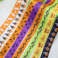 High quality 2.5CM 1" Halloween Pattern Sewing clothes Grosgrain Ribbon belt DIY Art Handmade Materials Ribbon ( 1 meter/lot )