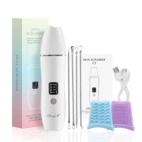 CkeyiN EMS Ultrasonic Skin Scrubber Face Cleansing Tool Deep Cleaning Vibration Blackhead Remover LCD Display Cleaner